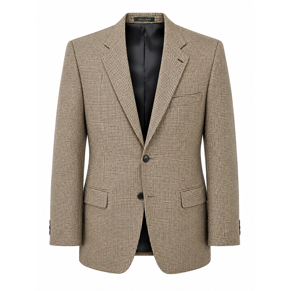 Vintage FIORI Silk Wool Houndstooth Blazer Quiet Luxury 46R